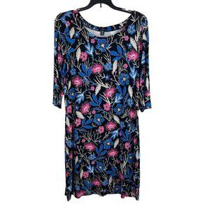 Hatley Women 3/4 Sleeve Stretch Crew Neck Floral Dress Size M